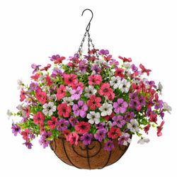 Artificial Hanging Flowers Basket for Outdoor, UV Resistant Plants Daisy