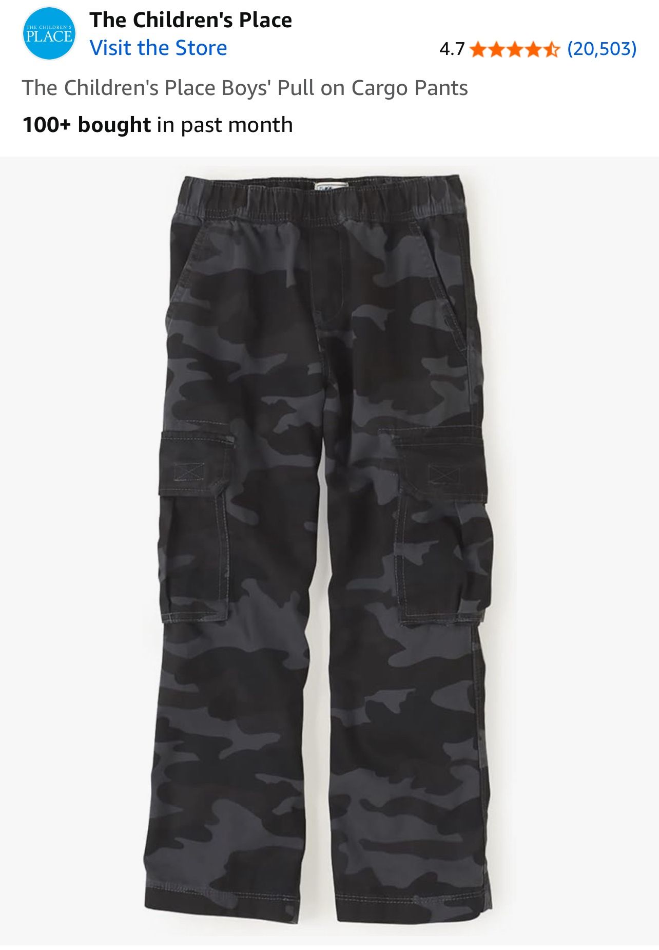Boys' Pull on Cargo Pants-