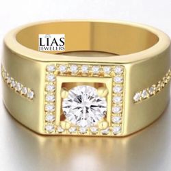 New 18k Yellow Gold Men Wedding Ring 