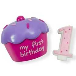 Cake Topper DecoPac Pink Cupcake Keepsake Baby Girl 1st Birthday Brand New