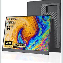 14" Portable Monitor Ultra-Slim 3000 * 2000P LTPS/ 3K HDR,Bracket Laptop Screen Extender, HDMI/Type C Port Second Screen for Laptop/PC/Mac/Phone/Xbox/