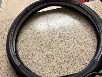 Black Leather Steering Wheel Cover