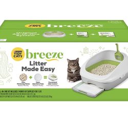 Purina Tidy Cats Litter Box System, BREEZE System Starter Kit Litter Box, Litter Pellets & Pads