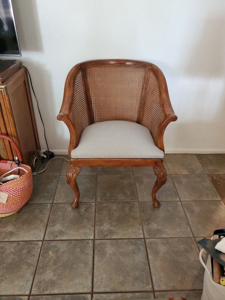 Solid Grey Cane Chair.