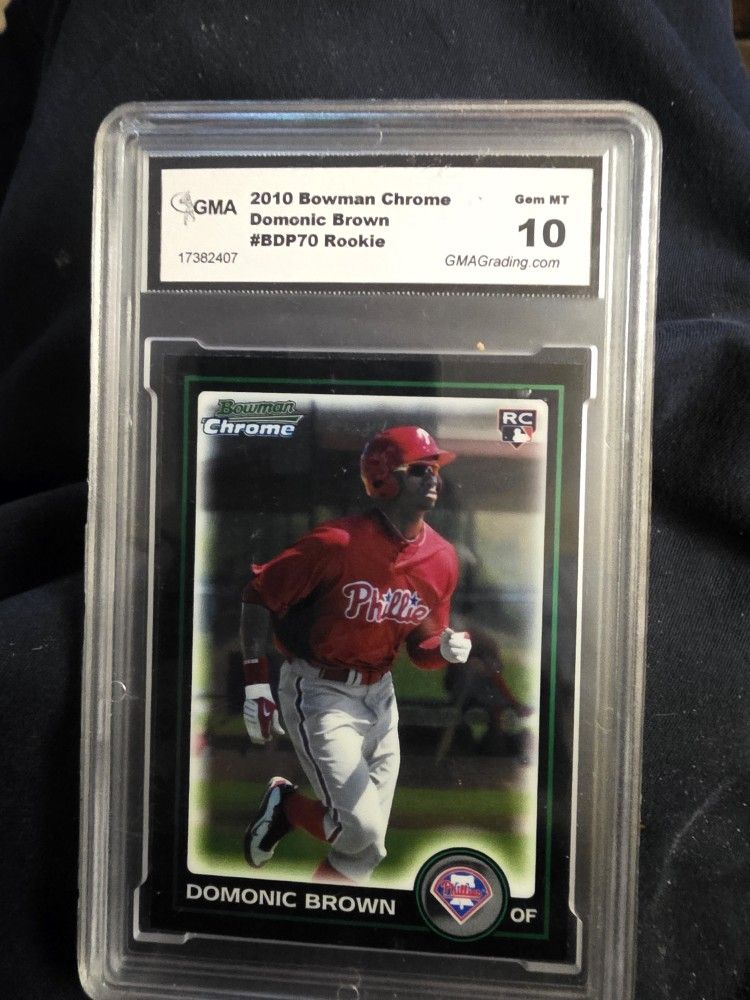 2010 Bowman Chrome Domonic Brown rookie baseball card, graded Gem MT 10