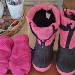 Kid Snow Boots And Mittens