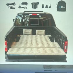 NEW 6.0-6.5Ft Truck Bed Air Mattress. W/Removable Extension, Thickened Inflatable Full Size Regular Truck Beds,w/Air Pump&2 Pillows, Camel&Black
