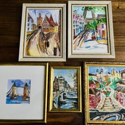 🎨🇪🇺Original oil and watercolor European cityscapes