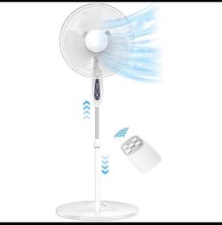 Brand new, ifanze  16" Pedestal Fan, Adjustable Oscillating DC Standing Fan with Remote for Home, 3 Speeds, Less Noise Cooling Fan, White