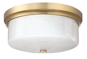 (Brand New in Box)  Close to Ceiling Light, 12inch Flush Mount Ceiling Light Fixture, Metal Gold Finish with Handmade White Marble Art Glass Shade for