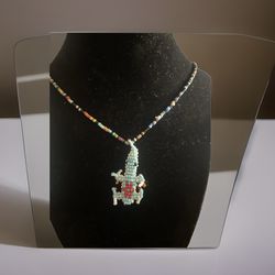 Beaded Lizard Double Sided Necklace Handmade