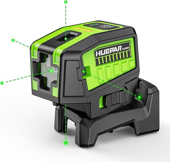 HUEPAR 5 Point Self Leveling Laser Alignment Tool with Plus Mode (98-165Ft)