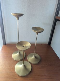 Set of 3 Gold Taper Candleholders