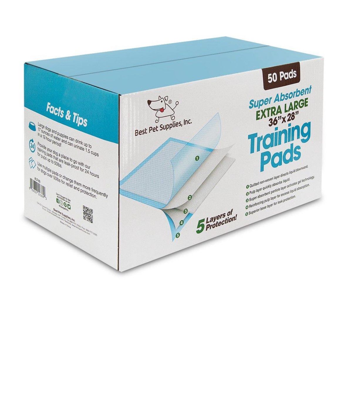 Best Pet Supplies Disposable Puppy Pads for Whelping Puppies and Training Dogs, 100 Pack - 36" x 27.5" Ultra Absorbent, Leak Resistant, and Track Free