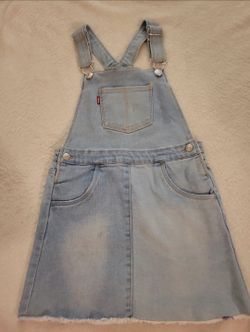 Levi's - Girls Size 6X Light Wash Denim Overall Dress