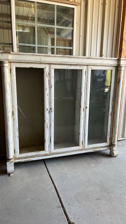 Antique wood display cabinet