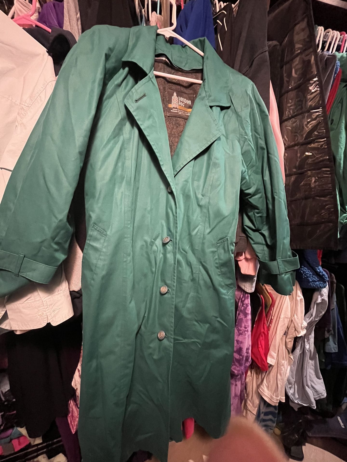 London Fog Green Lined Rain/Trench coat - Read Info