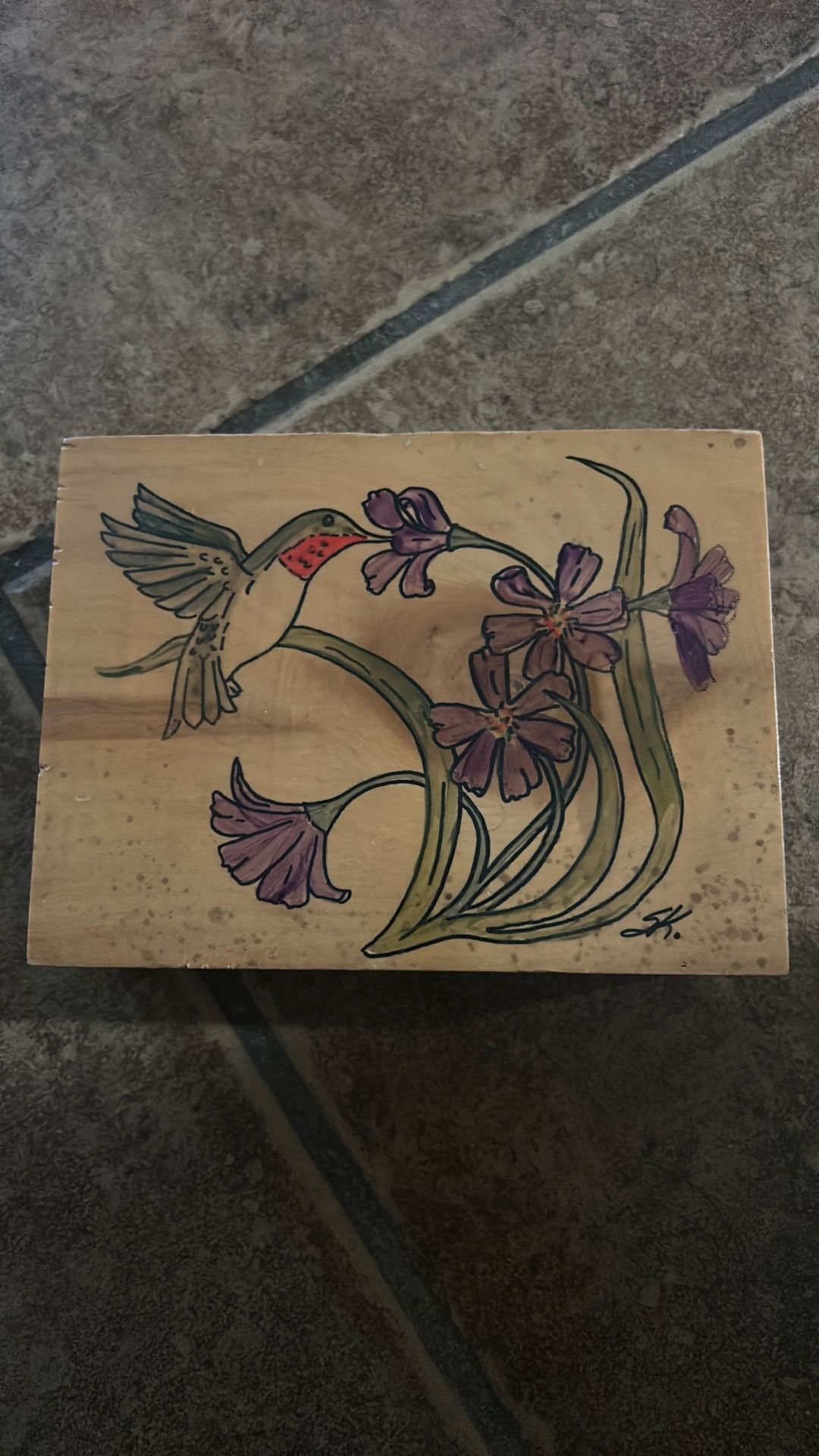 Hand painted aspen wood box