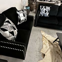 Black Sofa And Loveseat///2 Piece 💢 Living Room Couch 