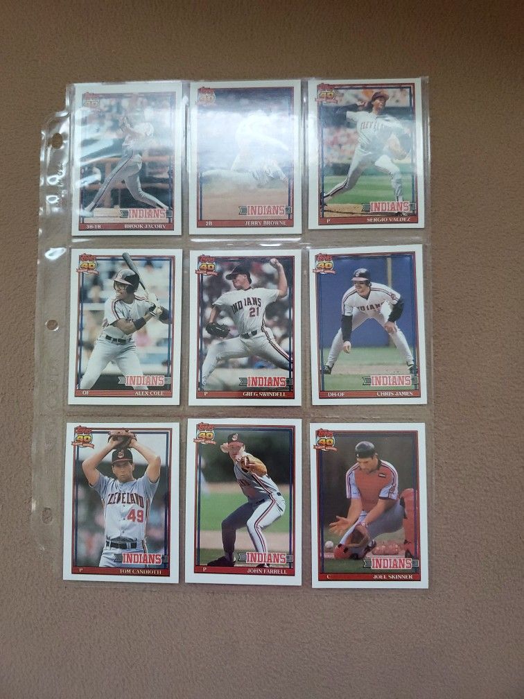 Topps 1991 Cleveland Indians Baseball Cards