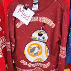 Adult MEDIUM BB8 Star Wars Christmas Ugly Sweater 