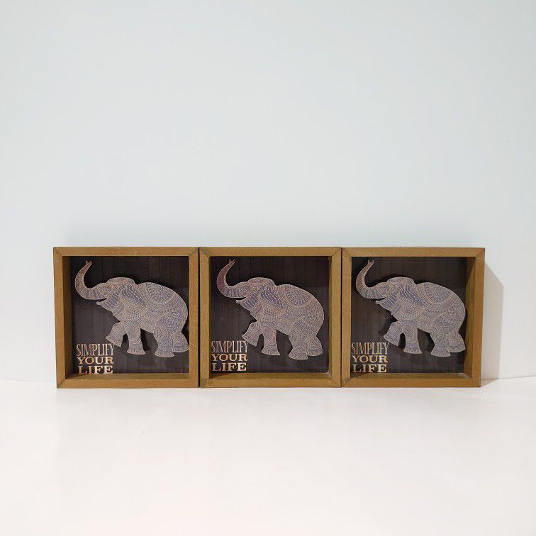 Bundle 3 Pieces Set Simplify Your Life Wall Plaque Hang 5.75 Elephant Greenbrier International 