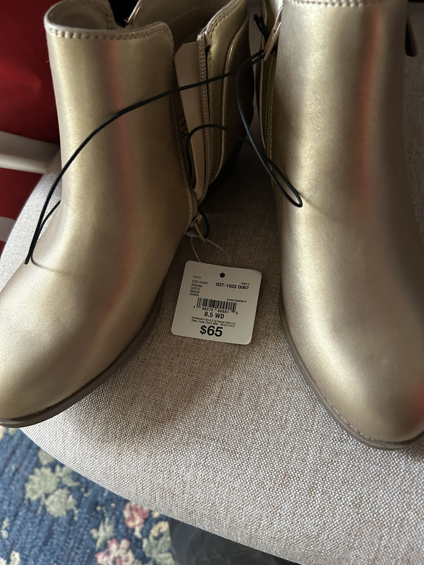 New Arizona Ankle Gold Leather Boots