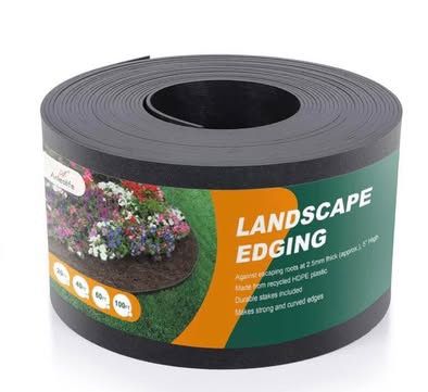 New Black Plastic 40 ft Garden Landscape Edging 5” Tall Border Coil Flexible and Strengthened