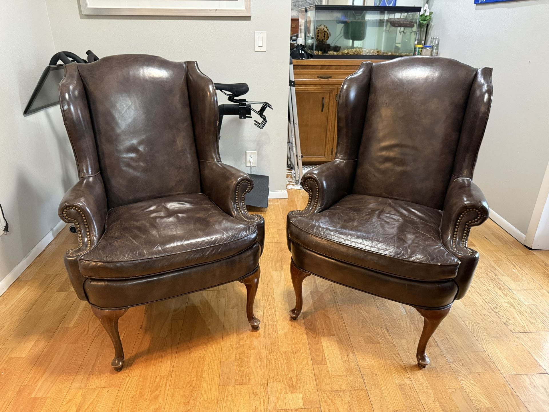 Pair of Vintage Leather Wingback Chairs – Hickory Tavern Furniture by Lane – $750 (OBO)