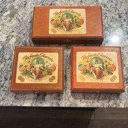 Three Vintage Wooden Cigar Boxes