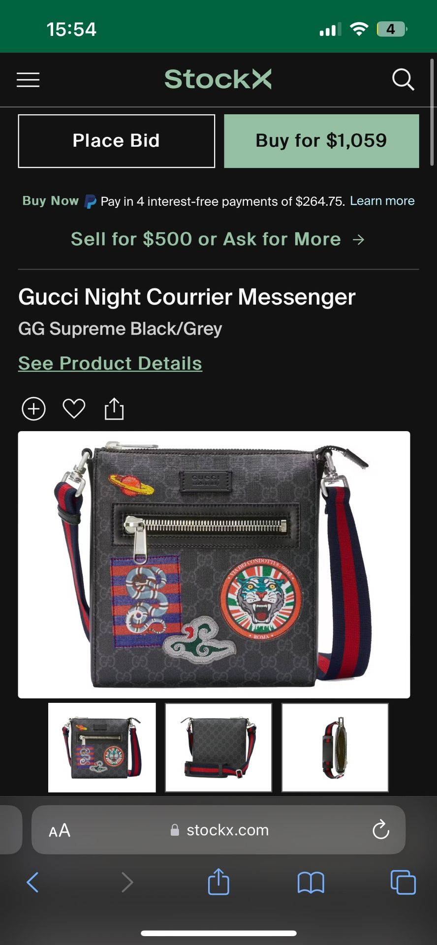 Gucci Messenger - Night Courrier Zip GG Coated Canvas Bag