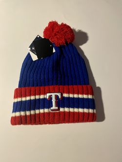 Texas Rangers Blue and Red Knit Beanie with Pom MLB Baseball NWT Fans Mens OSFM