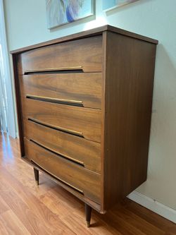 Mid-Century Modern Walnut Tallboy Dresser