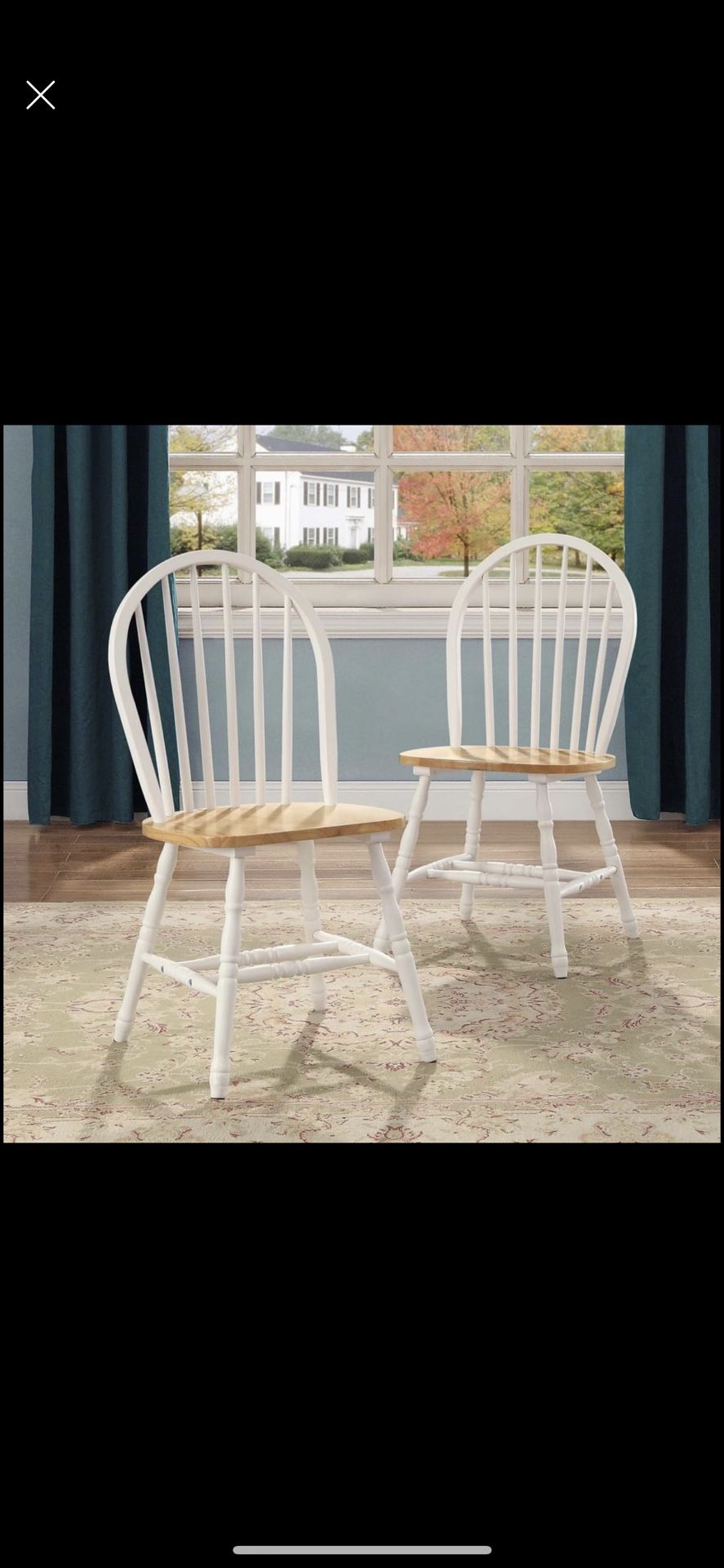 new (Set of 4) Solid Wood Dining Chairs, White and Oak