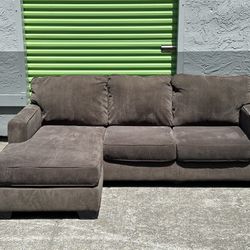 Dark Grey Sectional With Reversible  Chaise Lounge 