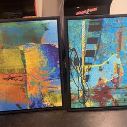 Abstract Wall Art Set In Floating Frame 