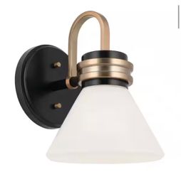 Farum Black with Champagne Bronze Bathroom Wall Sconce Light