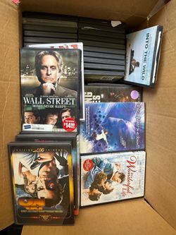 Box of bulk mostly used DVDs — good shape, need gone