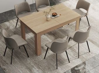 55" to 87" Solid Wood Expandable Kitchen Table with Hidden Leaf