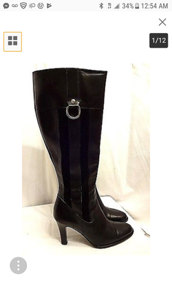 Coach black knee high high heeled boots