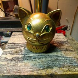 Vintage Cat Head Napier Company Green Glass Eyes 1950s.