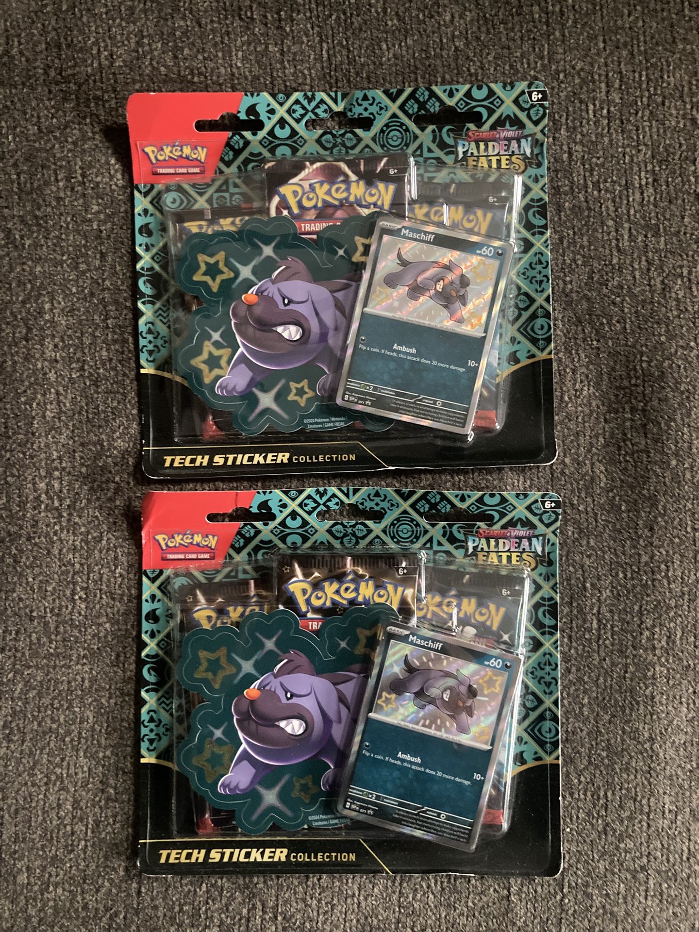 2x Pokemon TCG Scarlet Violet Paldean Fates Tech Sticker Collection - Sealed