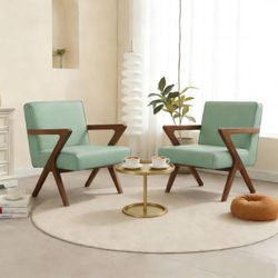 Set of 2 Elegant Style Upholstered Modern Solid Wood Frame Accent Chair(Sofa), For Living Room