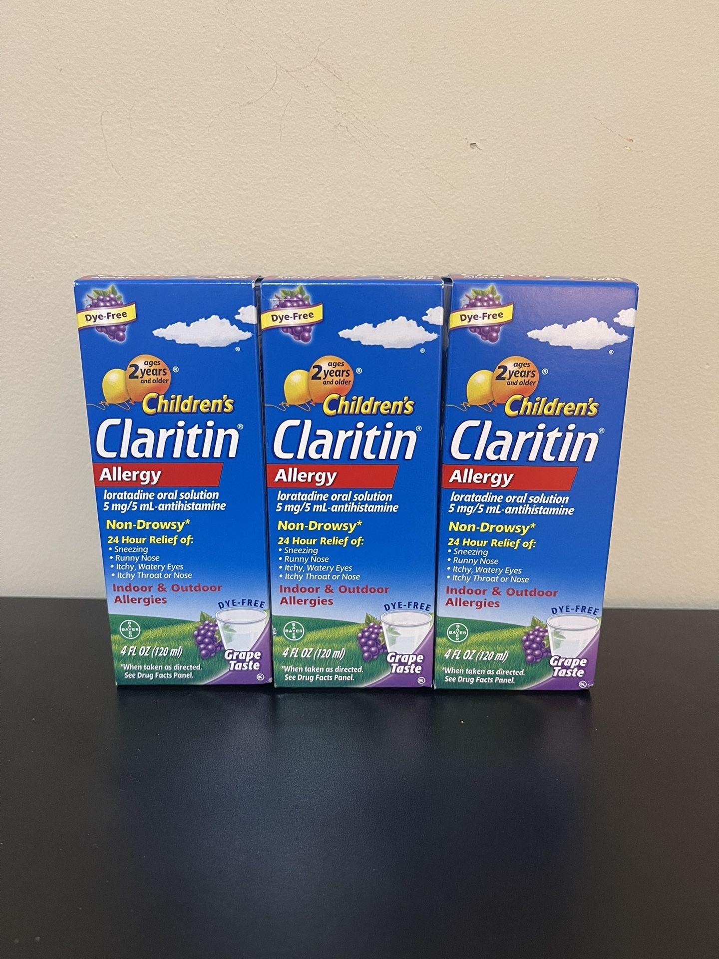 3 Pack Children’s Claritin Allergy Non-Drowsy Grape Liquid 4 oz