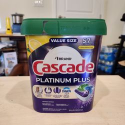 New Cascade Platinum Plus Dishwasher Detergent Pods 57 Count Lemon Scent