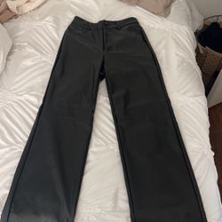 Shein High Rise Straight Leather Pants