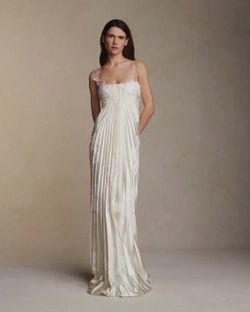 Danielle Frankel Scarlet DUPE pleated silk gown with lace