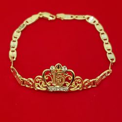 10kt Gold 15th Anios Tri Tone Bracelet 