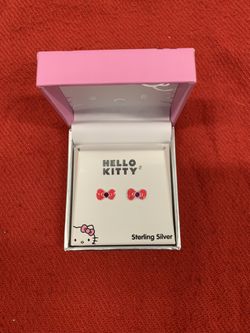 Hello Kitty Bow Earrings Sterling Silver