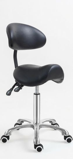 TASALON Professional Salon Saddle Stool with Backrest - Ergonomic Rolling Chair